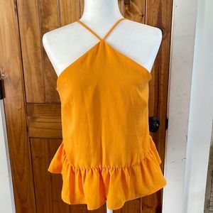 Farrow Halter Top medium Strappy Ruffle Two tone Adjustable strap.
